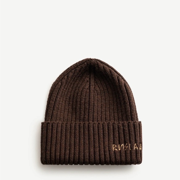 Ruslan Baginskiy RB Beanie Wool Hat Brown Color with Beige Logo - Picture 3 of 5